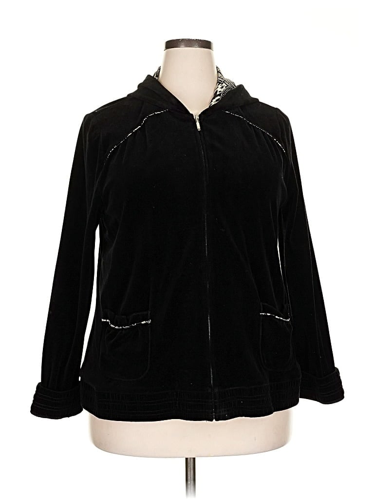 Pre-owned Zenergy By Chico's Cardigan Sweater In Black