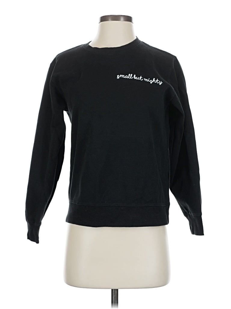 Pre-owned Petite Studio New York Long Sleeve Top Black Crew Neck Tops