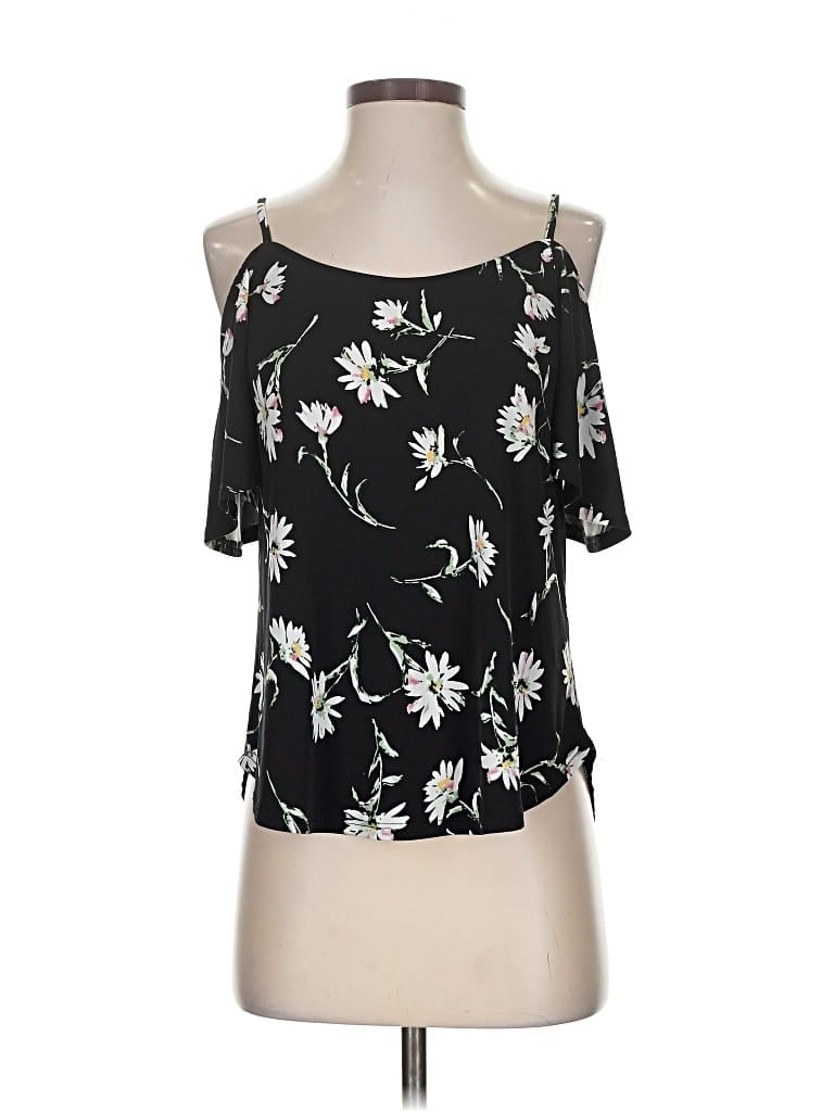 Pre-owned Kaileigh Short Sleeve Top Black Cold Shoulder Neckline Tops