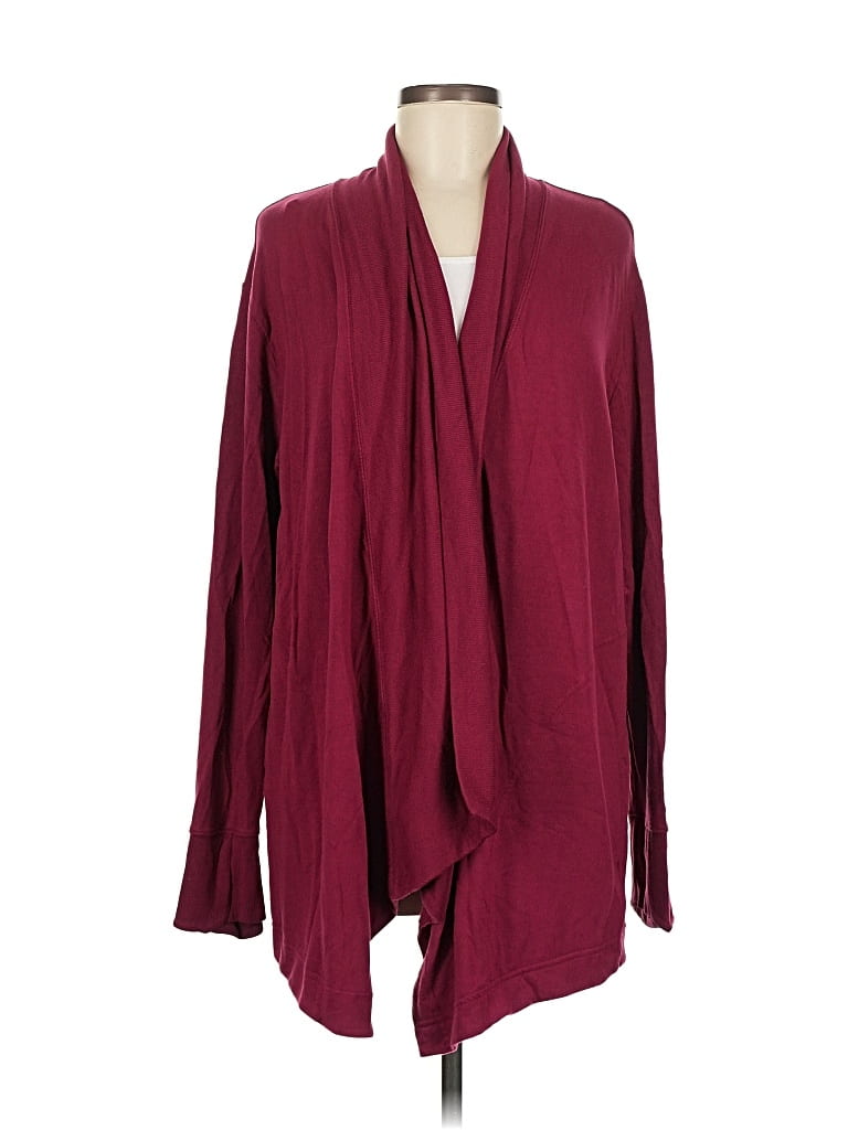 Pre-owned Athleta Cardigan Sweater In Burgundy