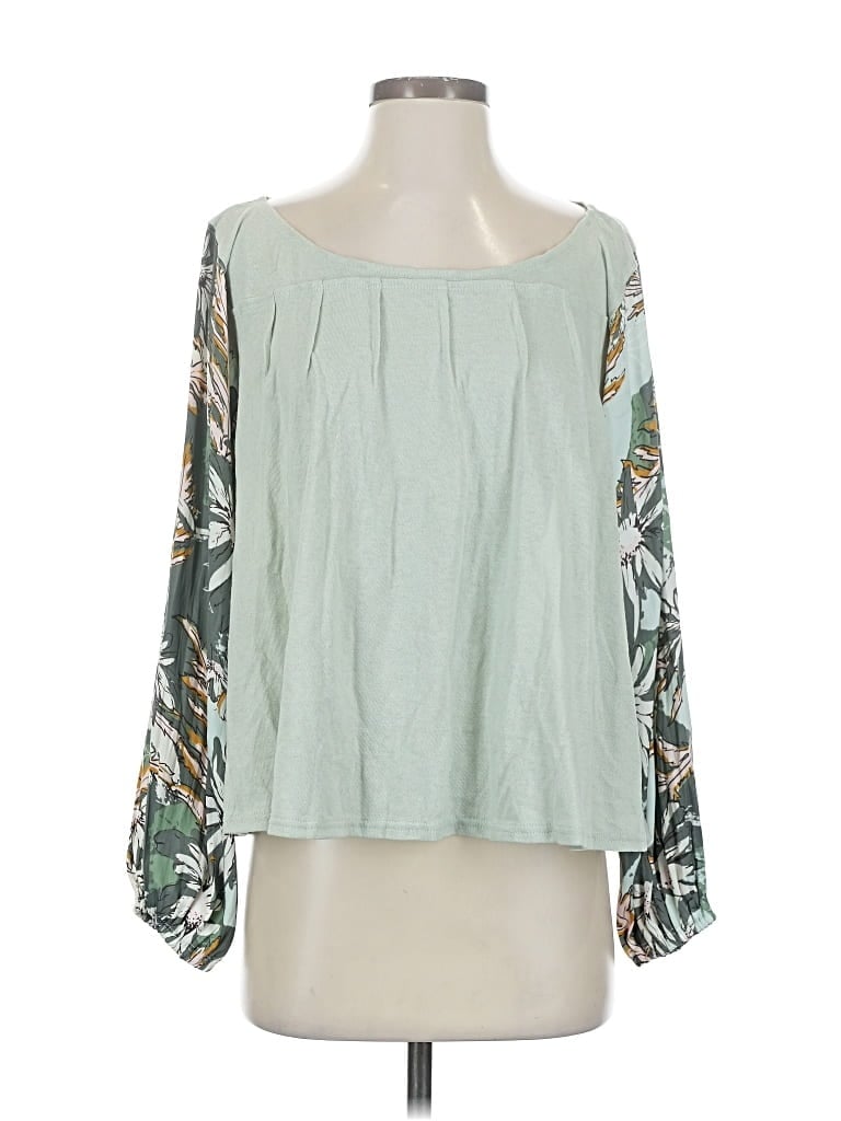 Pre-owned Free People Long Sleeve Blouse In Green
