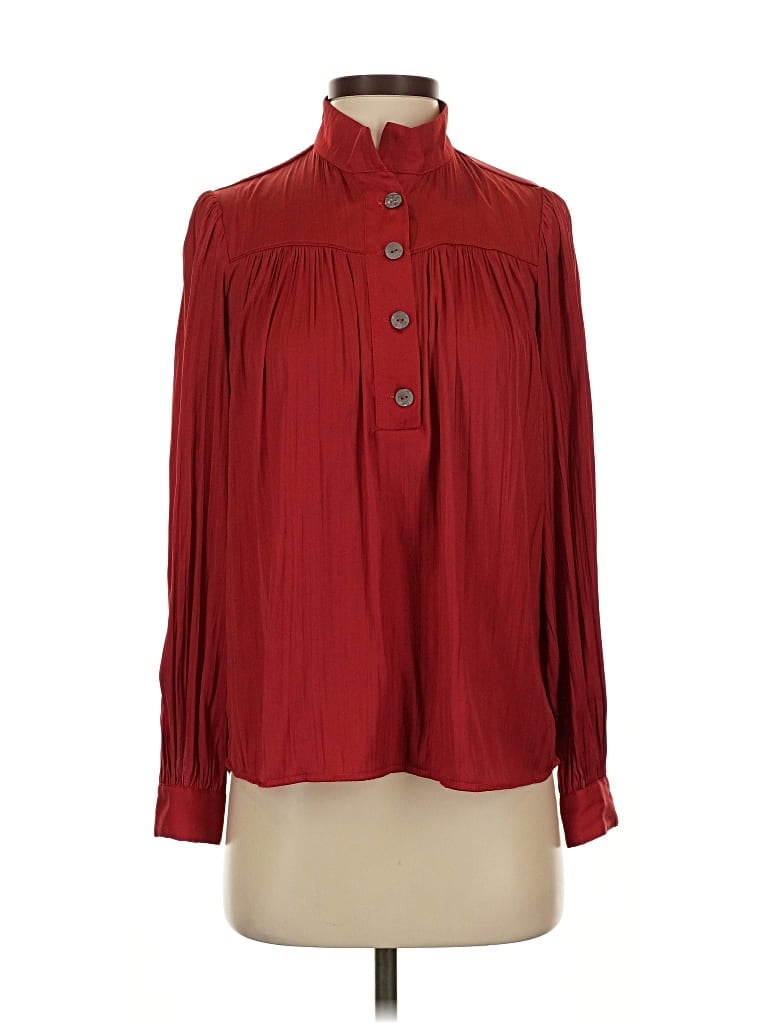 Pre-owned By Anthropologie Long Sleeve Blouse In Red