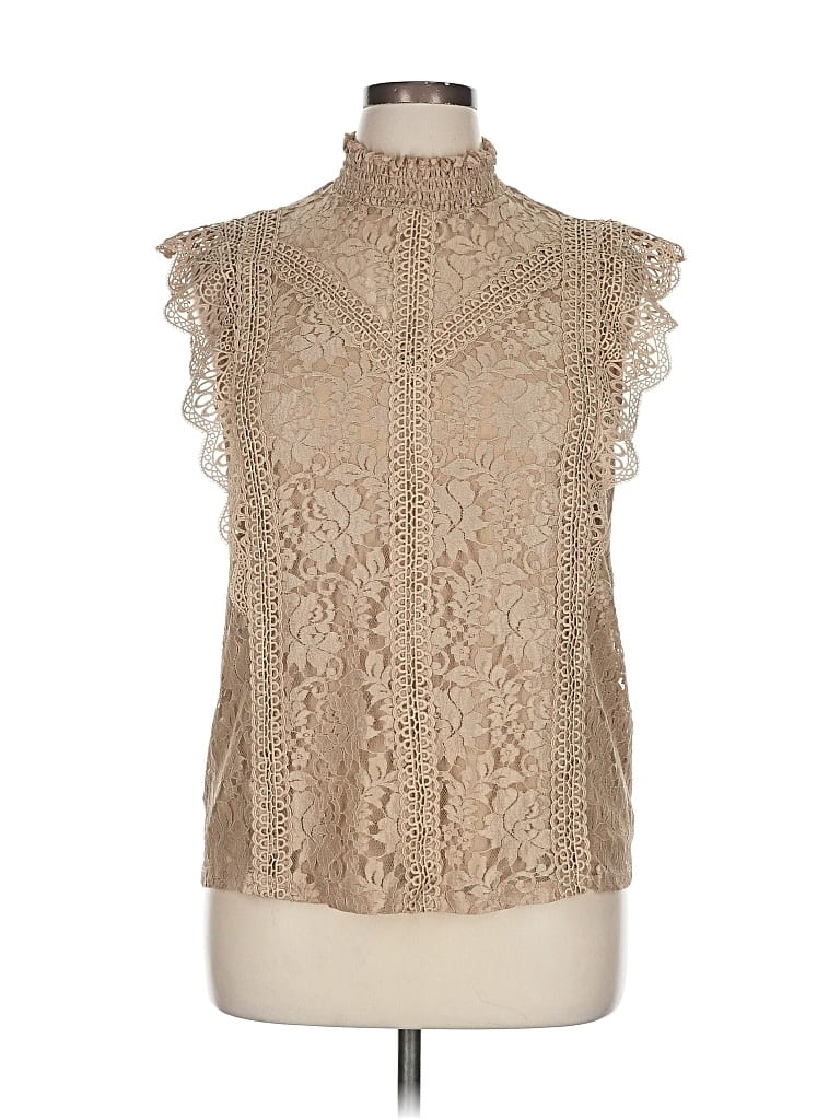 Pre-owned Cable & Gauge Sleeveless Blouse In Brown