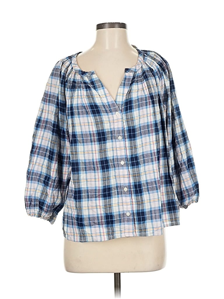 Pre-owned Gap 3/4 Sleeve Blouse In Blue