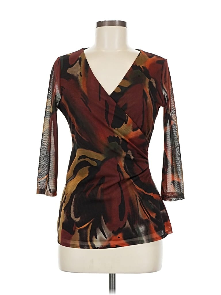 Pre-owned Coldwater Creek 3/4 Sleeve Blouse In Brown