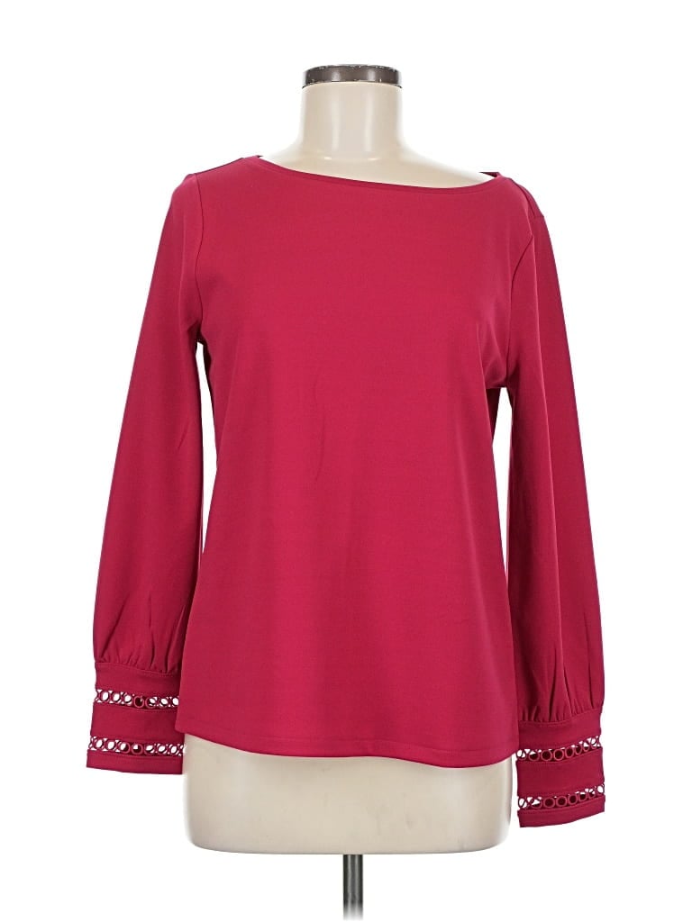 Pre-owned Ann Taylor Long Sleeve Blouse In Burgundy