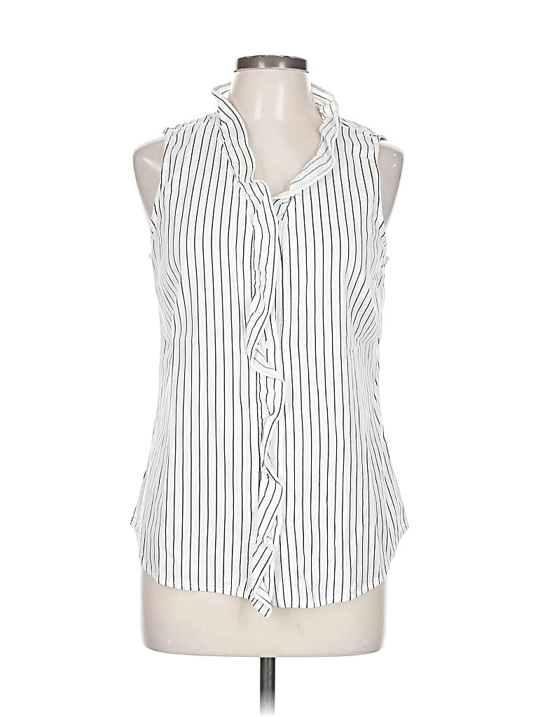 Pre-owned Banana Republic Factory Store Sleeveless Button Down Shirt In White