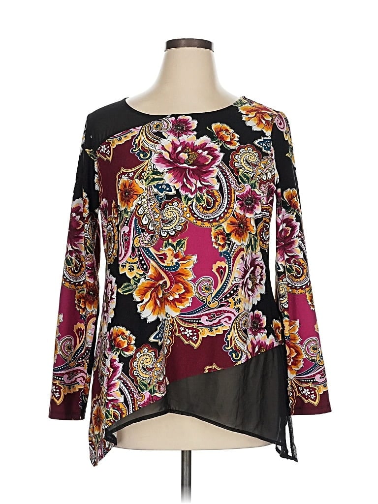 Pre-owned Melissa Paige Long Sleeve Blouse In Black