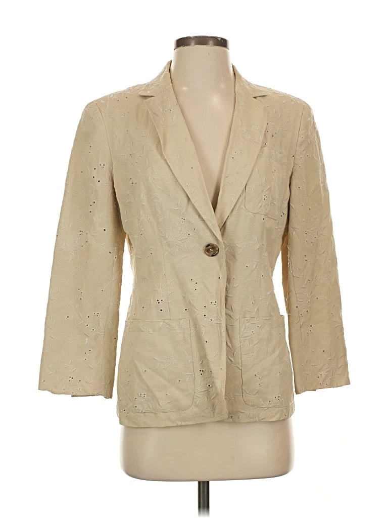Pre-owned Jones New York Silk Blazer Jacket In Gold