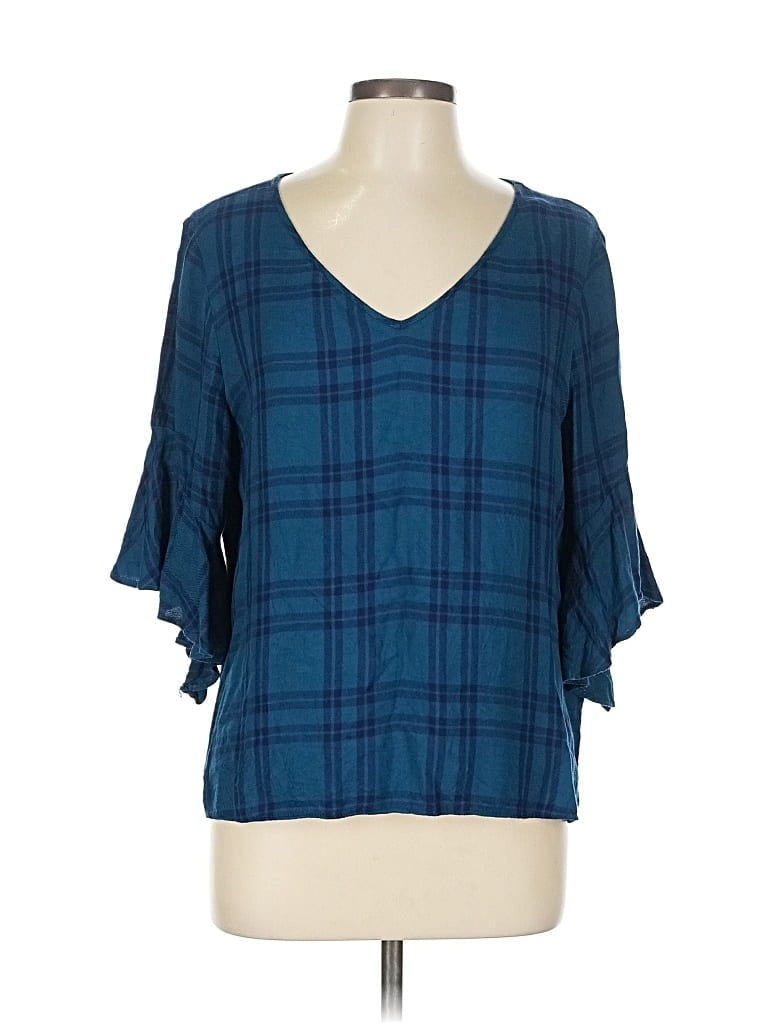 Pre-owned A.n.a. A New Approach 3/4 Sleeve Blouse In Blue