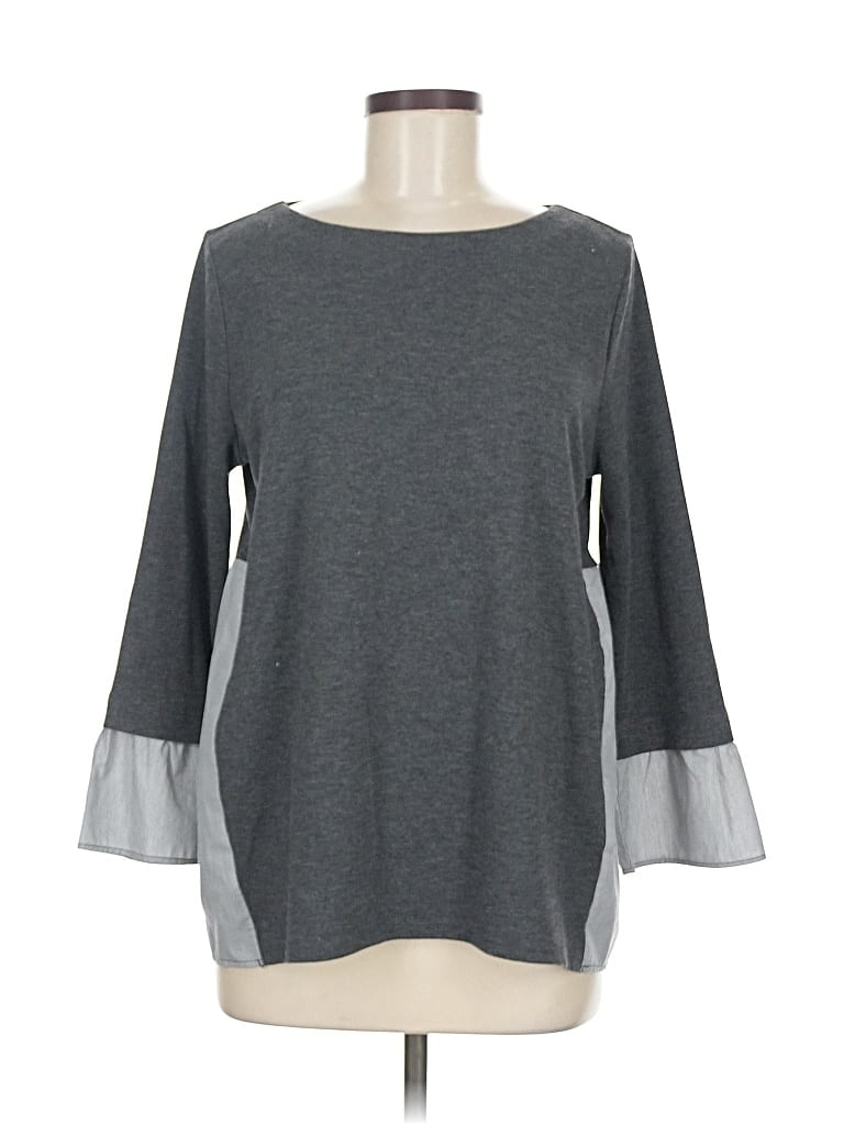 Pre-owned Ann Taylor Loft 3/4 Sleeve T-shirt In Gray