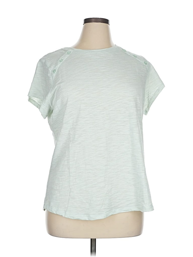 Pre-owned Liz Claiborne Short Sleeve Top Green Crew Neck Tops
