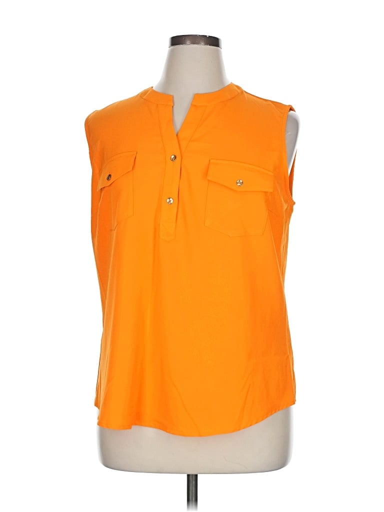 Pre-owned New York And Company Sleeveless Blouse In Orange