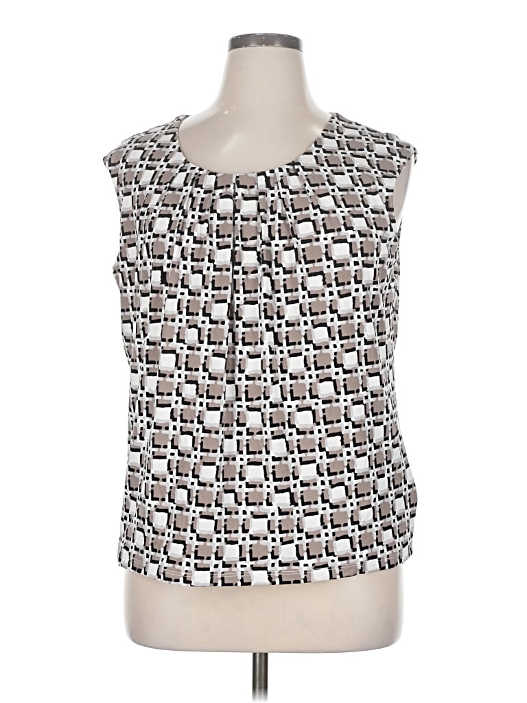 Pre-owned Evan Picone Sleeveless Blouse In Silver