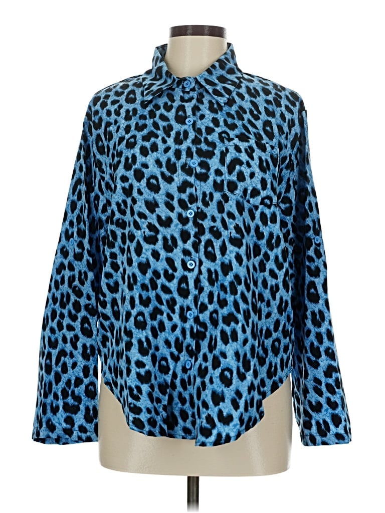 Pre-owned Unbranded Long Sleeve Blouse In Blue