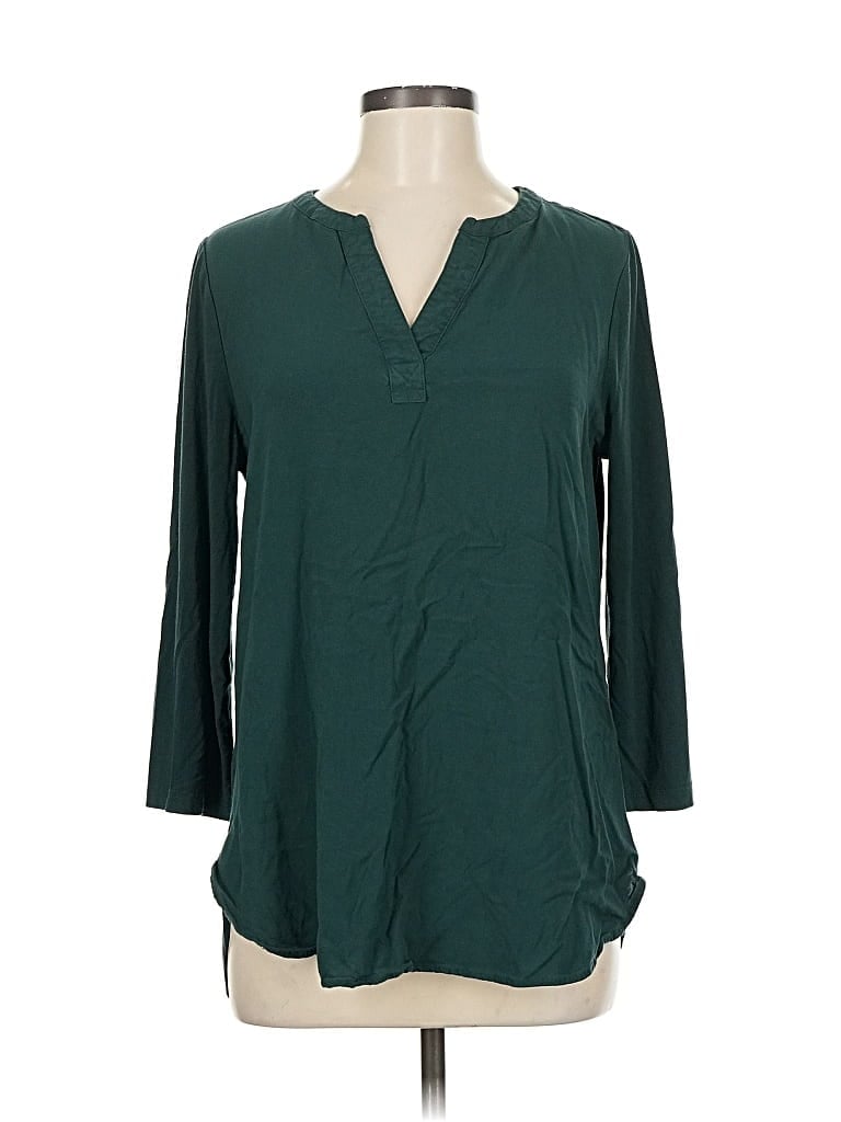 Pre-owned Pleione 3/4 Sleeve Blouse In Green