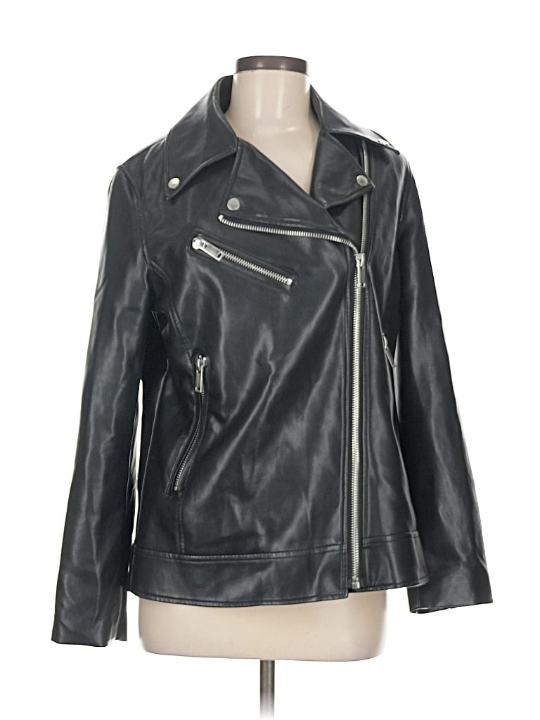 Pre-owned Avec Les Filles Faux Leather Jacket In Black