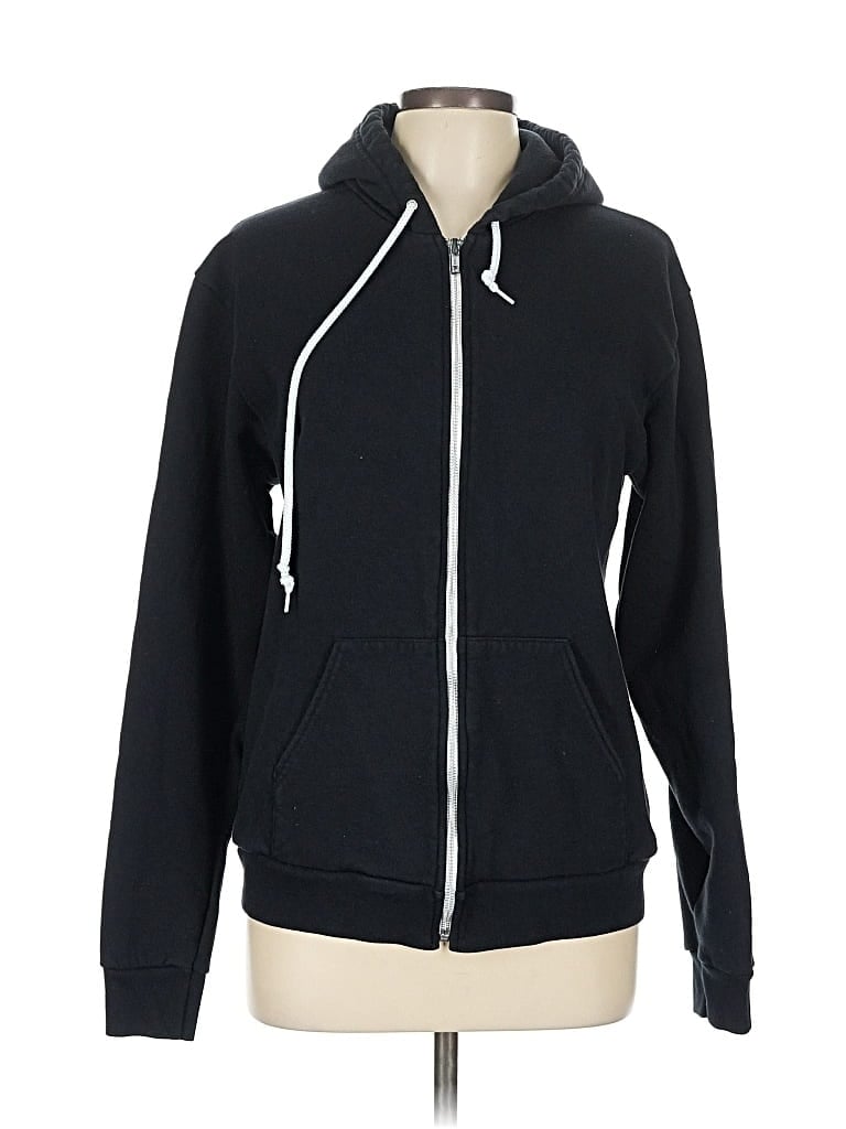 Pre-owned American Apparel Zip Up Hoodie In Black