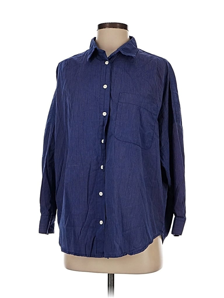 Pre-owned French Connection Long Sleeve Button Down Shirt In Blue