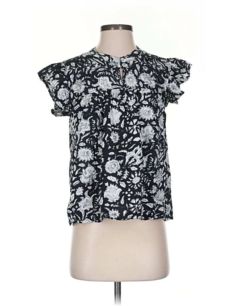 Pre-owned Dylan Short Sleeve Blouse In Black