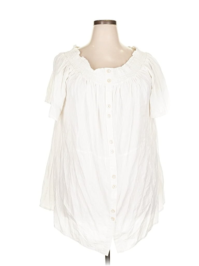 Pre-owned Anthropologie 3/4 Sleeve Blouse In White