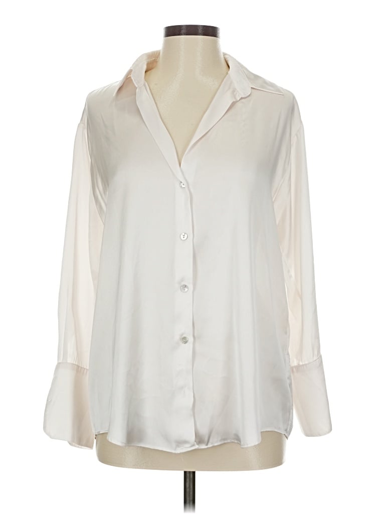 Pre-owned Zara Long Sleeve Blouse In White