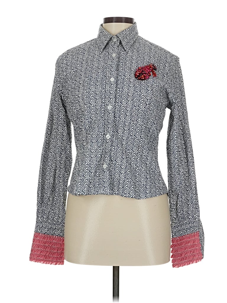 Glamourpuss Nyc Long Sleeve Blouse In Gray