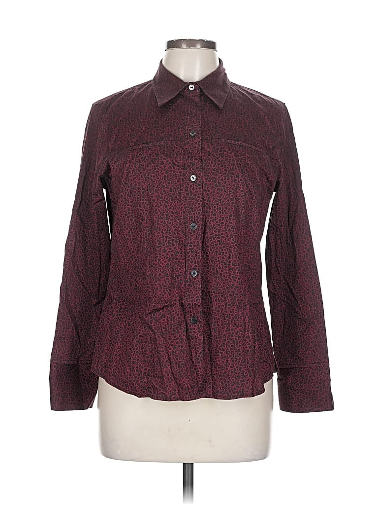 Pre-owned Foxcroft Long Sleeve Button Down Shirt In Burgundy