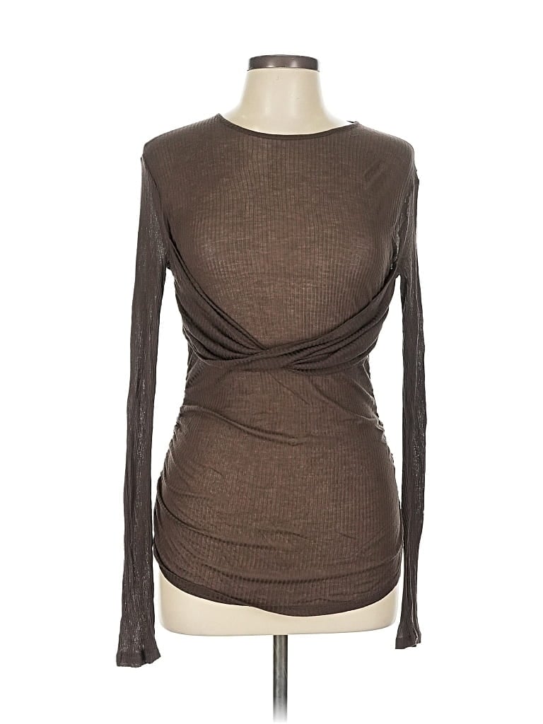 Zara Long Sleeve T-shirt In Brown