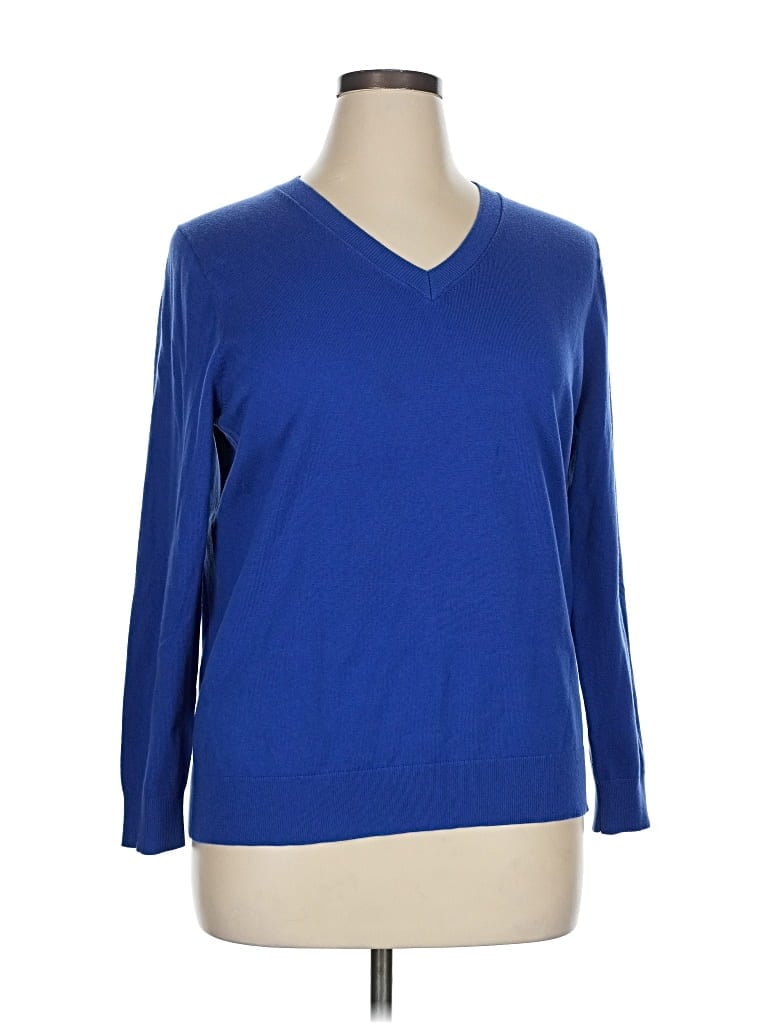 Pre-owned Lands' End 3/4 Sleeve T-shirt In Blue