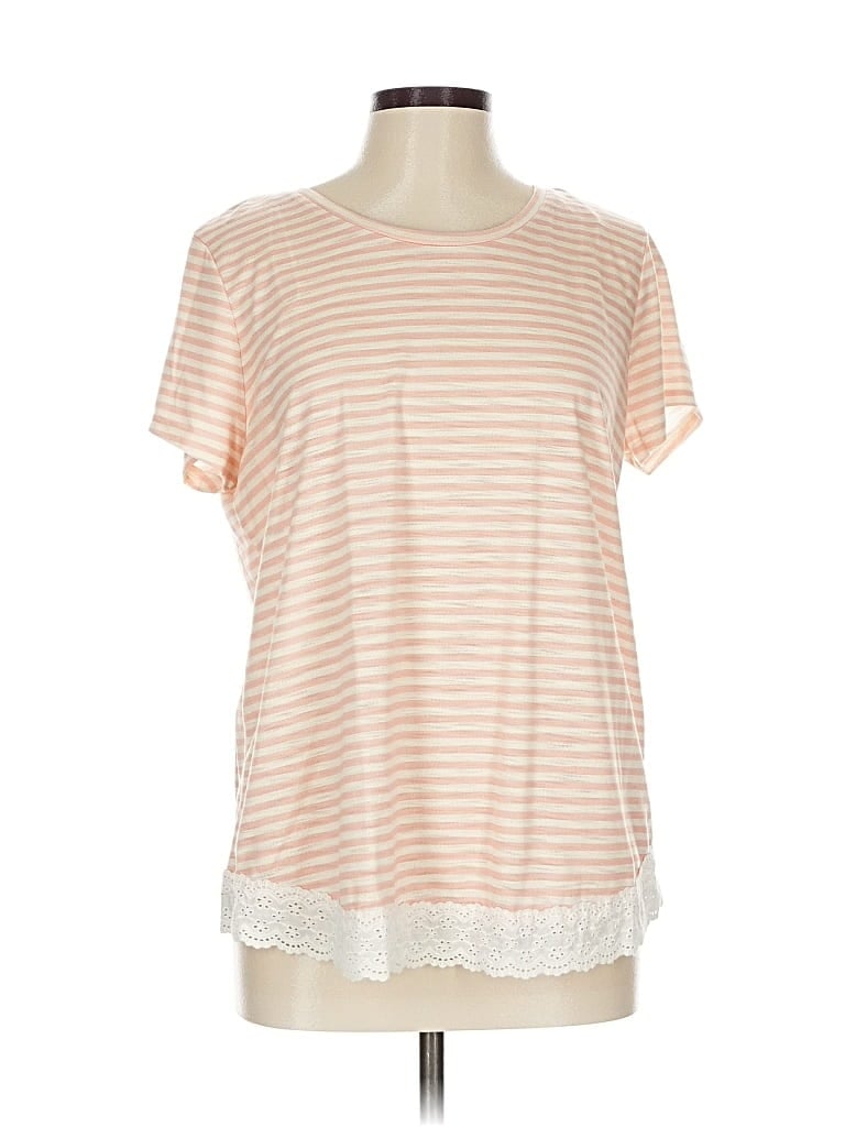 Pre-owned Lc Lauren Conrad Short Sleeve Top Orange Crew Neck Tops