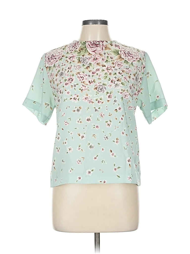 Pre-owned Jantzen Short Sleeve Blouse In Green