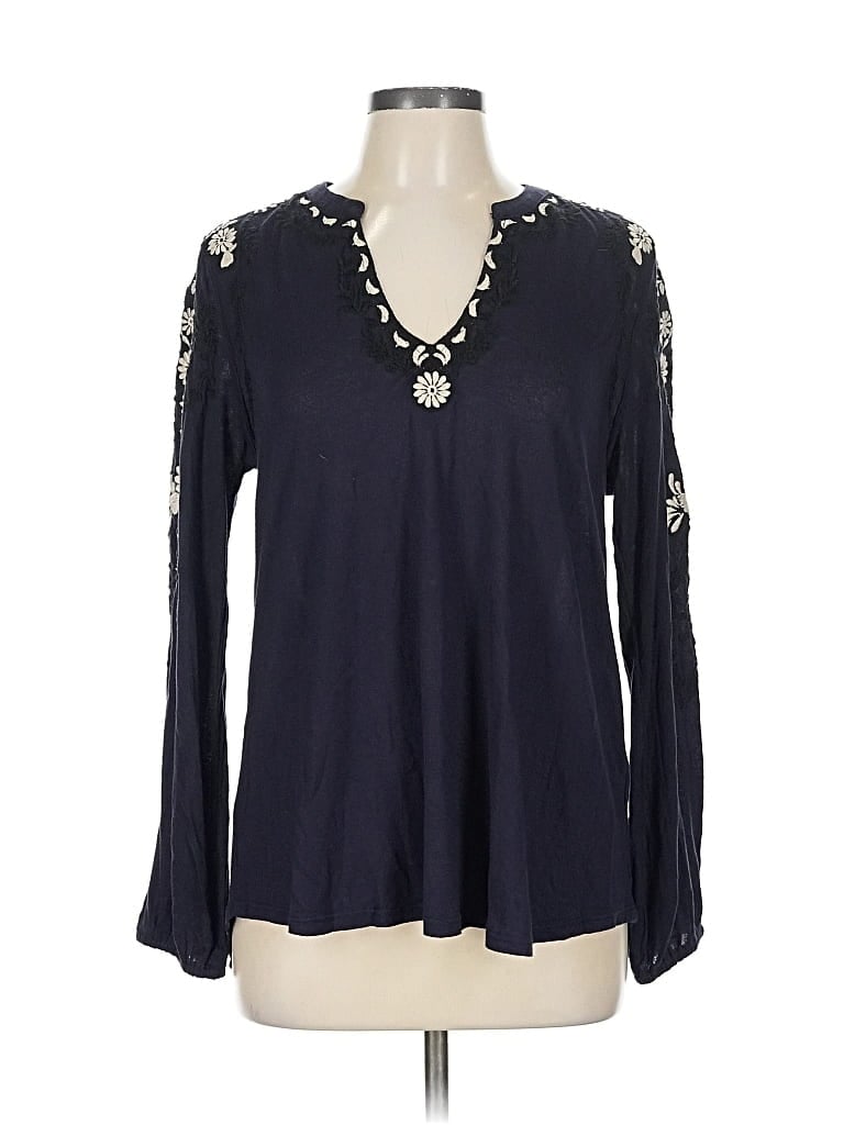Pre-owned Lucky Brand Long Sleeve Blouse In Blue