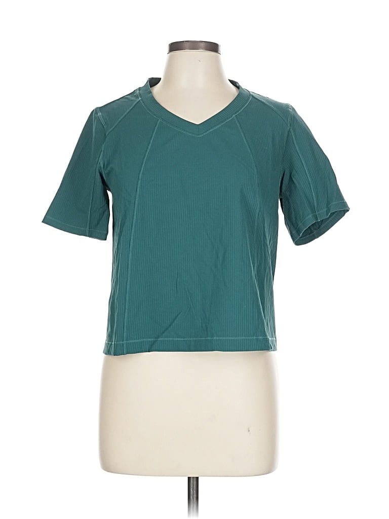 Pre-owned Mondetta Short Sleeve Top Teal V Neck Tops In Blue