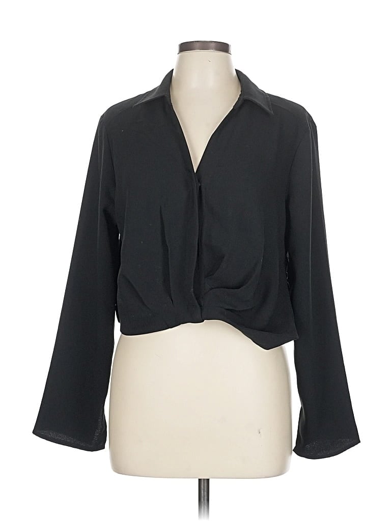 Pre-owned Maison D' Amelie Long Sleeve Blouse In Black