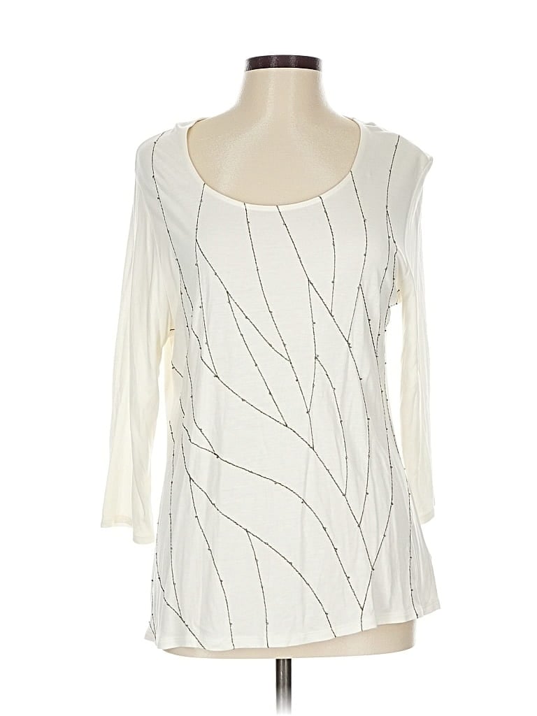 Pre-owned Coldwater Creek 3/4 Sleeve T-shirt In White