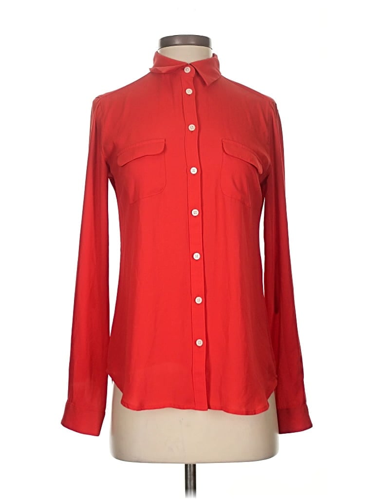 Pre-owned Ann Taylor Loft Long Sleeve Blouse In Red