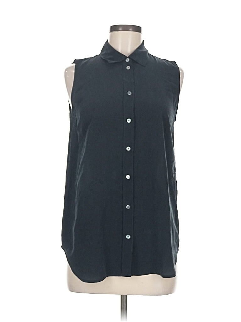 Pre-owned Everlane Sleeveless Button Down Shirt In Black