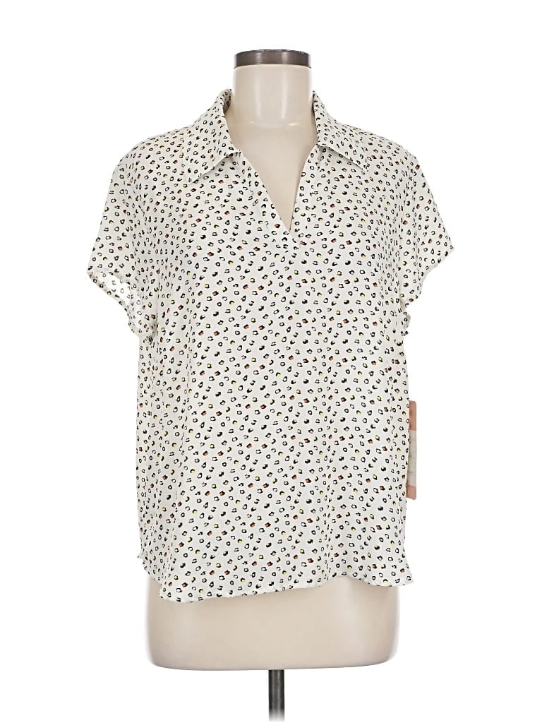 Pre-owned Cabi Short Sleeve Blouse In White