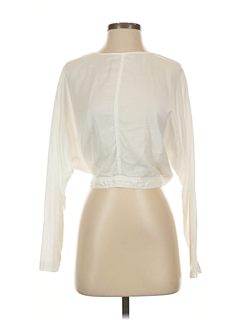 Pre-owned Cloth & Stone Long Sleeve Blouse In White