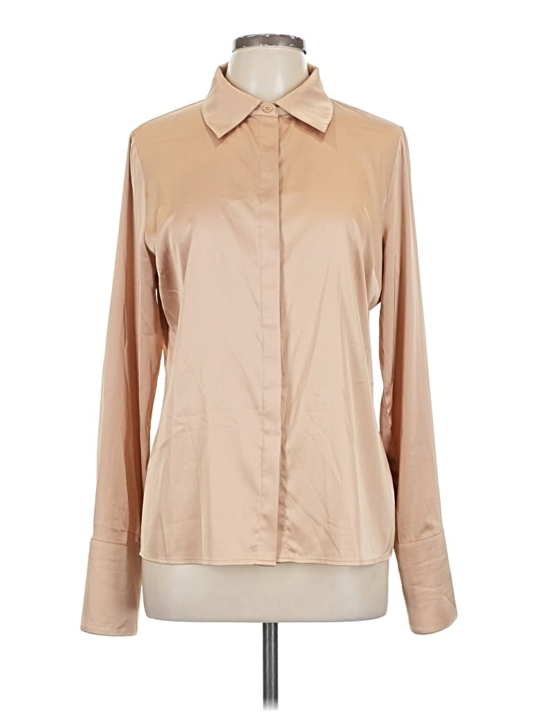 Pre-owned Boston Proper Long Sleeve Blouse In Brown