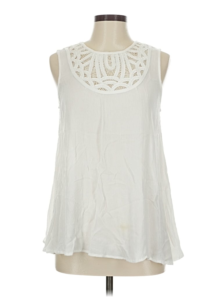 Pre-owned Sundance Sleeveless Blouse In White