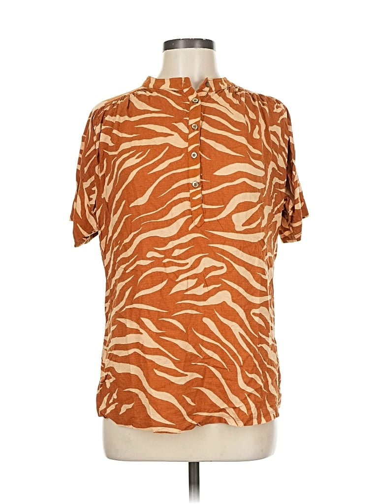 Pre-owned Maeve By Anthropologie Short Sleeve Blouse In Orange
