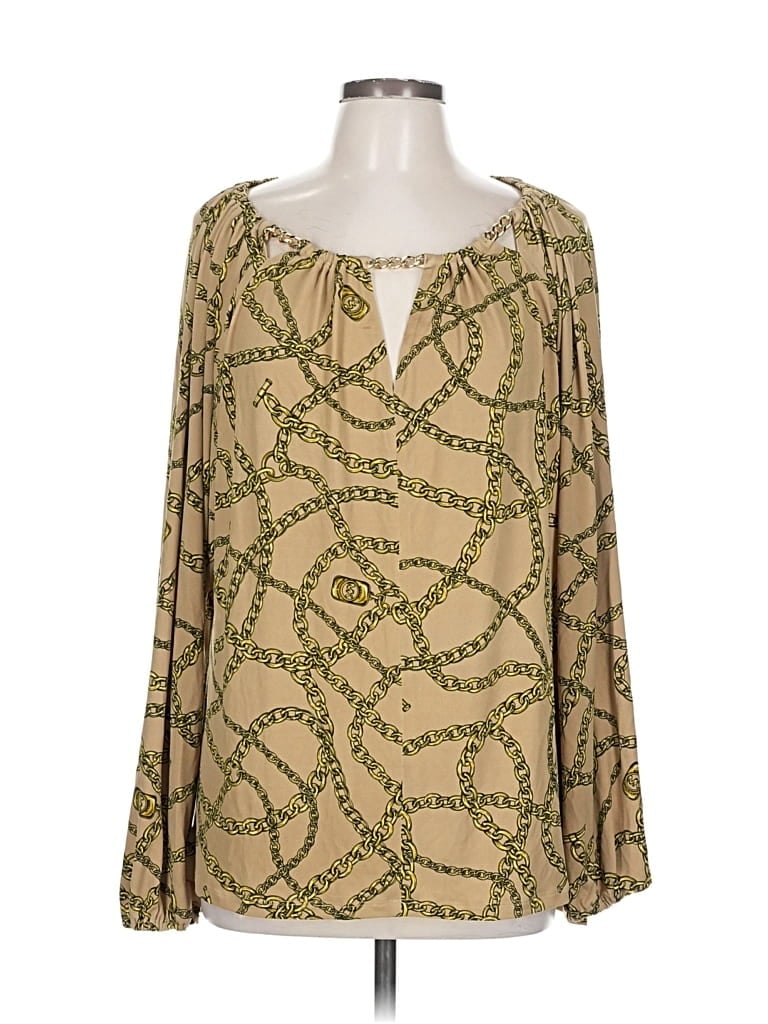 Pre-owned Michael Michael Kors Long Sleeve Blouse In Gold