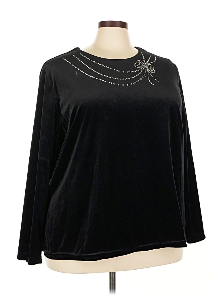 Pre-owned Anthony Richards Long Sleeve Top Black Keyhole Neckline Tops