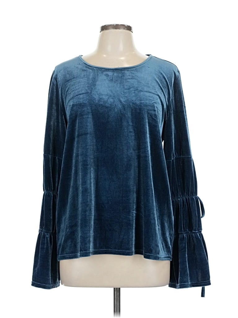 Pre-owned Lucca Long Sleeve Top Blue Boatneck Tops