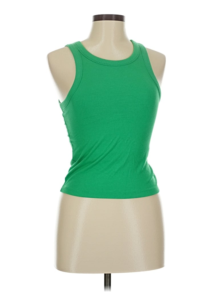 Pre-owned Lou & Grey Tank Top Green Halter Neckline Tops