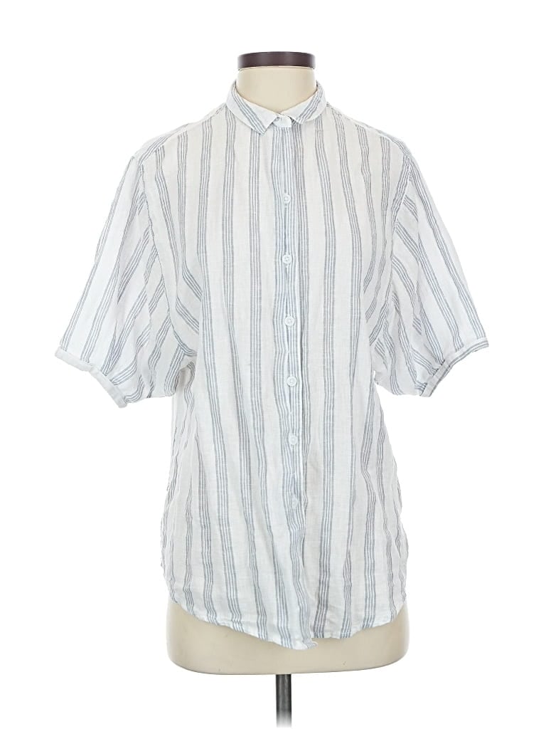 Pre-owned Beachlunchlounge Short Sleeve Button Down Shirt In White