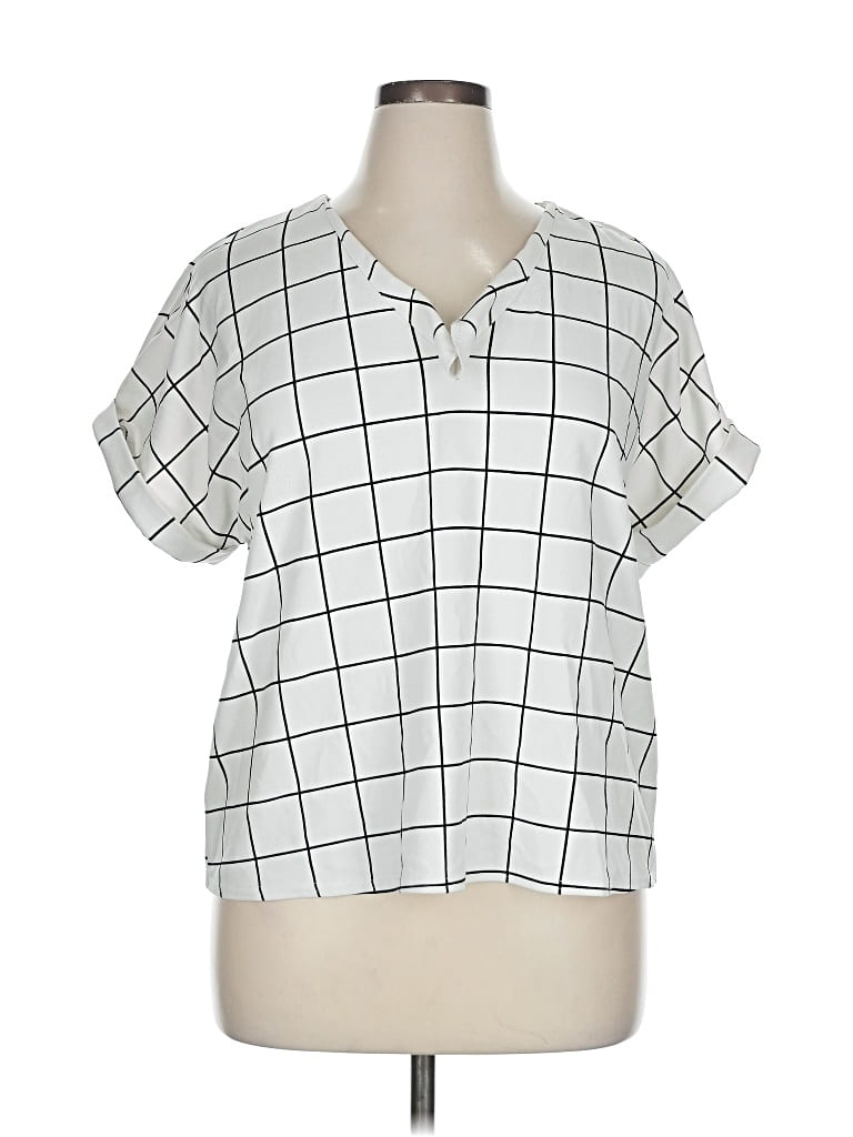 Pre-owned Melloday Short Sleeve Blouse In Silver