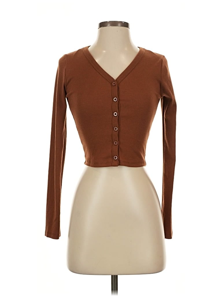 Active Usa Long Sleeve Top Brown Sweetheart Neckline Tops